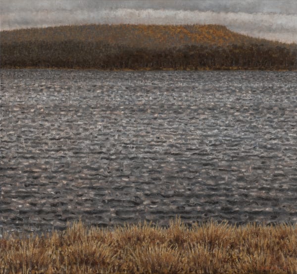 Richard Wastell Table Mountain Light, Lake Sorell, 2018 oil, acrylic, oil stick, & pumice on linen 61 x 66 cm