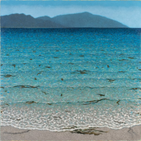 Richard Wastell Wanting to go for a swim at Friendly Beaches, 2021 oil and pumice on linen 153 x 153cm ( stretcher size )