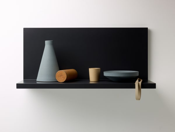 Kelly Austin Stilled Composition 97, 2022 ceramic (additions of local materials), glaze, timber, acrylic paint 38.5cm x 85 cm x 32cm (H x W x D)