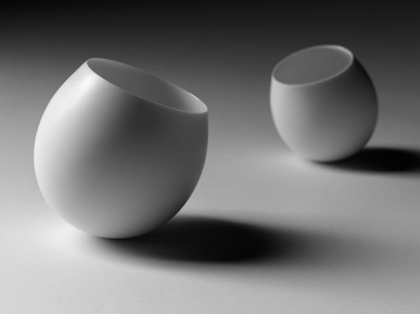 Belinda Winkler Gravitate #1, 2011 Southern Ice Porcelain with glazed interior 2 objects: 12 x 24 x 12 cm (approximate installation size)