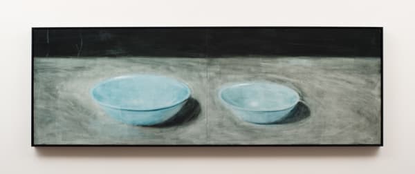 Alexander Okenyo Two empty bowls, 2017.0 diptych: oil on board, framed 62.5 x 183 cm