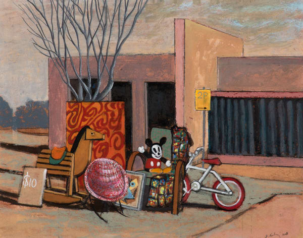 David Keeling 4 sale, 2004-2005 oil pastel and watercolour on paper, framed 23.5 x 29.5cm (image size), 48.5 x 52.5cm (framed size)