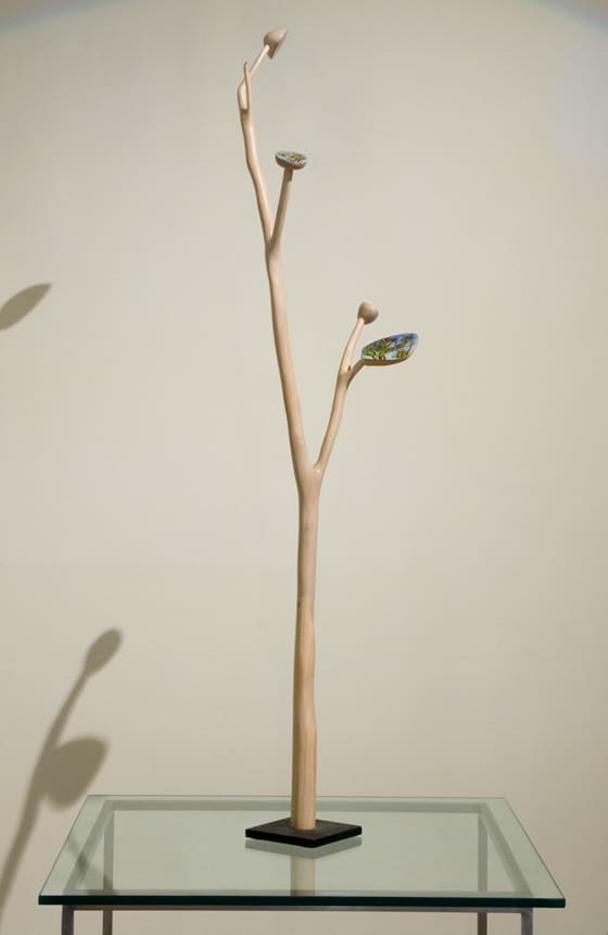 David Keeling Ghost Gum III, 2011 Carved wooden sculpture with painting 199 x 183 x 30 cm (overall object size)