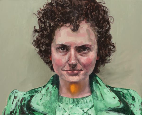 Amanda Davies and Katherine Johnson H.O .L ( after Aurebach ), 2021 oil on linen, framed 49 x 59 cm (frame size)