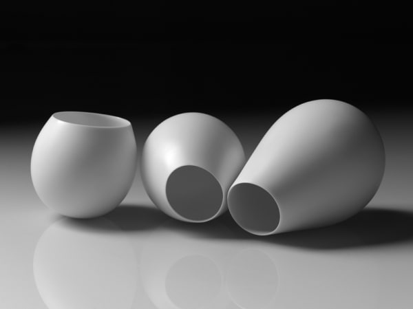 Belinda Winkler Encounter #3, 2011 Southern Ice Porcelain with glazed interior 3 objects: 11 x 35 x 20 cm (approximate installation size)