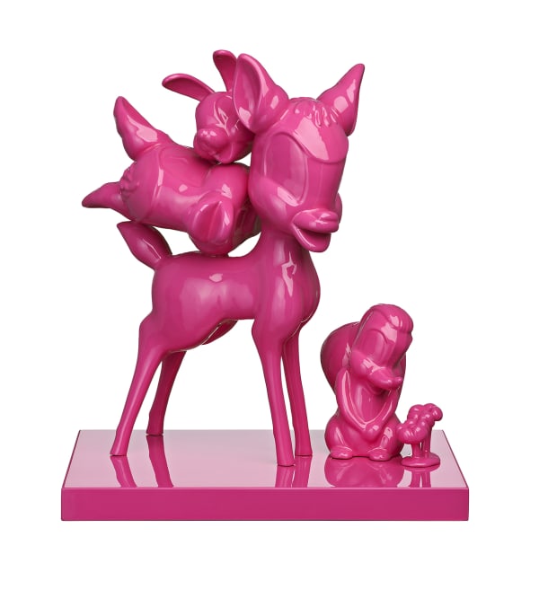 Michael Doolan Bambi, Thumper, Flower, 2015 ceramic, steel, auto enamel & wood 42 x 35 x 26cm
