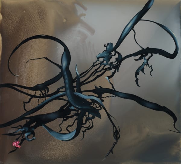 Megan Walch Damage Control 2 , 2019 oil and enamel on panel 50.5 x 55.5cm