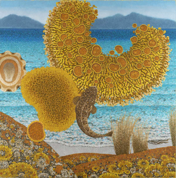 Richard Wastell and James Dryburgh Thoughts from a rock on Great Oyster Bay, 2021 oil and pumice on linen 153 x 153 cm (stretcher size)