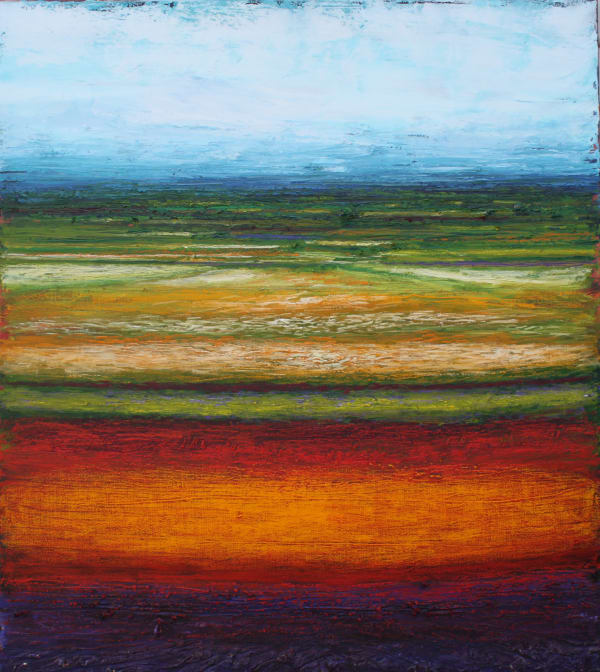 Patrick Grieve Pattern fields, research farmland 2, 2018 oil on linen 122 x 138cm