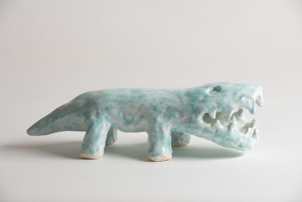 Tom O'Hern Chromomatobatrachus, 2025 ceramic & glaze 12 x 40 x 16 cm (overall size)