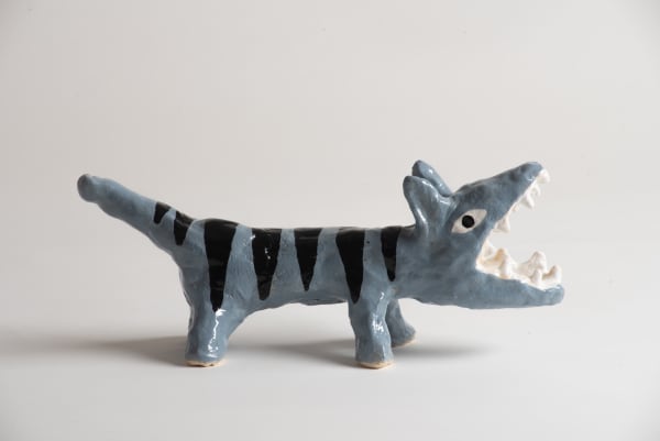 Tom O'Hern Ghost Dog, 2025 ceramic & glaze 14 x 38 x 13 cm (overall size)