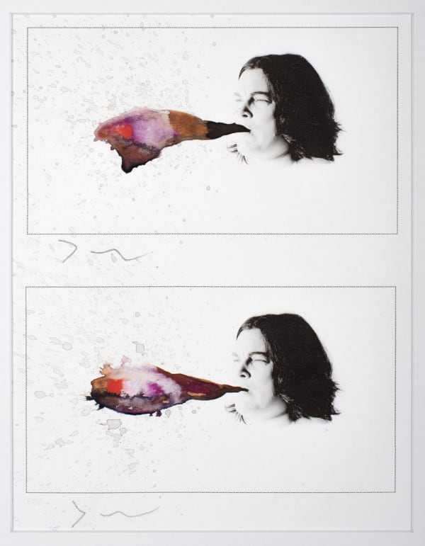 Sally Rees Flock (Jess) production frames 651-652, 2020 hand-painted inkjet print on watercolour paper, framed 42 x 35 cm (frame size)