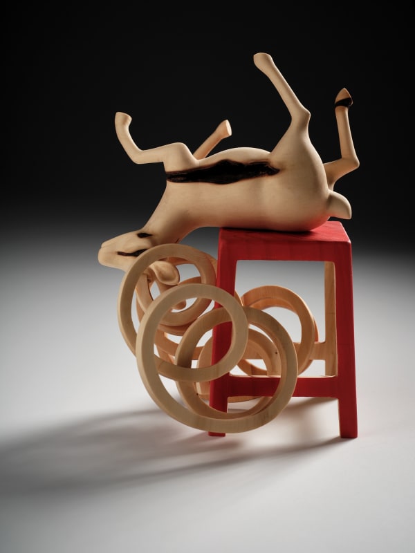 Chi Ling Tabart I don't dream anymore, 2025 Huon pine, radiata pine and acrylic paint 20 x 18 x 17 cm (overall size)