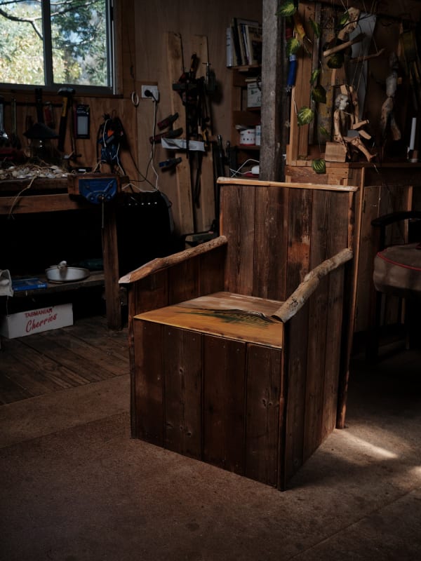 Gay Hawkes kunanyi chair, 1985 salvaged baltic pine boards, plywood, acrylic paint 79 x 57.5 x 53 cm