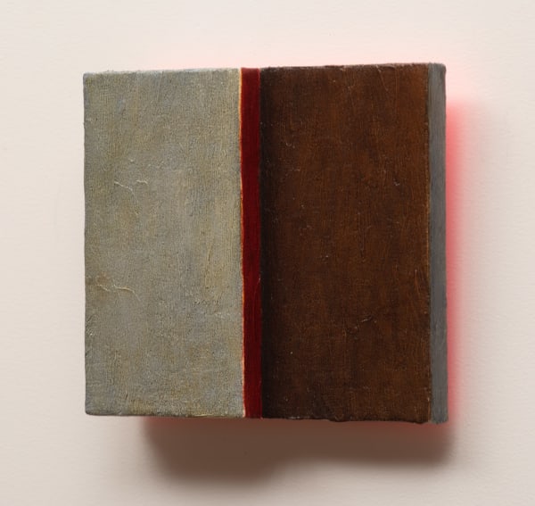 Tim Burns Harmony in blue and brown, 2022 oil on wood 18.5 x 22 x 4cm