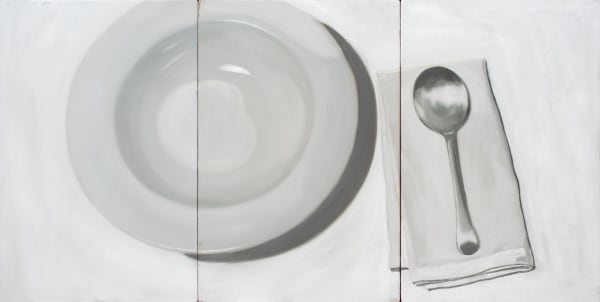 Alexander Okenyo A single moment, 2021 oil on board, framed triptych: 48 x 92 cm (overall framed size)