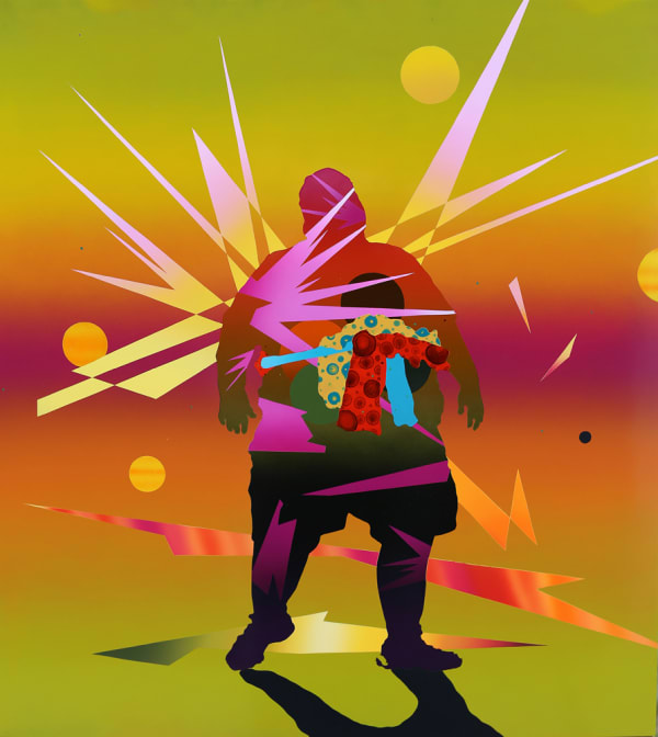 Neil Haddon Losing it (the slow walk), 2012 high gloss enamel paint and oil paint on aluminium panel 60 cx 54 cm