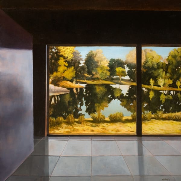 David Keeling Lake Side, 2012 oil on wood, framed 40h x 40w cm