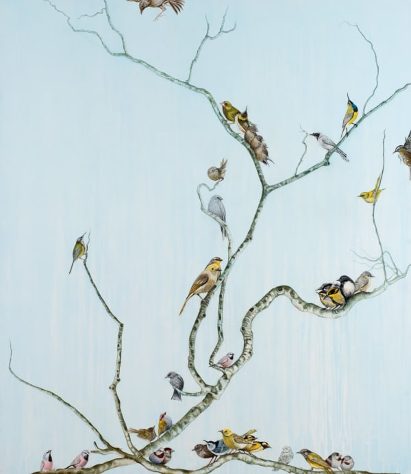 Helen Wright The gathering, 2024 pearlescent oil on linen 120 x 107 cm (stretcher size)