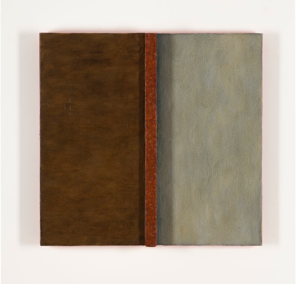 Tim Burns The sound is carved from the silence, 2022 oil on wood 61 x 63 x 6 cm