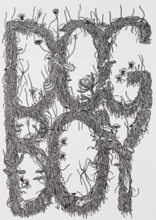 Tom O'Hern Dog Boy, 2010 Indian ink on paper 95.5h x 70w cm (sheet size), 101h x 71.5w cm (box frame)