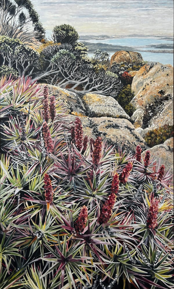 Naomi White A Tough Existence, 2025 oil on board, framed 145 x 85 cm (framed size)