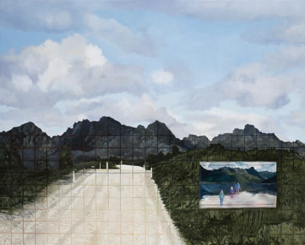 David Keeling and Danielle Wood The road back (inset after Olegas Truchanas), 2021 oil on panel, framed 83.5 x 102 cm (frame size)