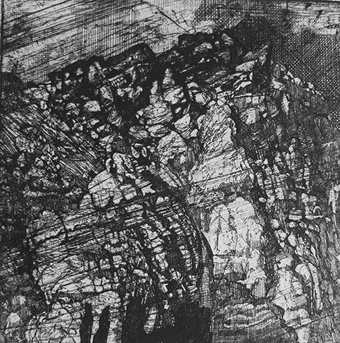 Raymond Arnold Elsewhere world fragment No.23, 2015 etching on 300gsm Velin Arches, unframed 40 x 30cm, paper size