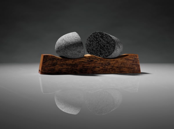 Peter Adams Split Stone, 2018 huon pine and polished dolerite 13.5 x 26.7 x 5 cm
