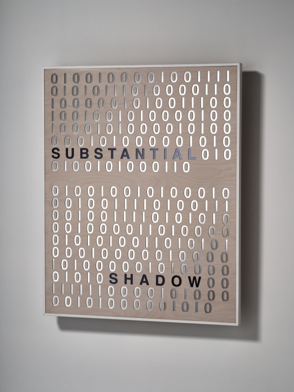 Brigita Ozolins Substantial Shadow, 2023 "How can I be substantial if I do not cast a shadow?" Carl Jung stained birch ply, mirrored Perspex, framed 100 x 80cm