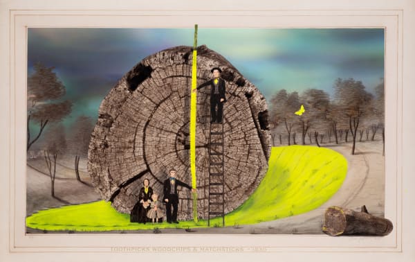 Joan Ross Toothpicks woodchips & matchsticks - 1830, 2025 hand-painted digital print on cotton rag paper 50 x 80 cm (image size) edition of 8 plus 2 artist's proofs