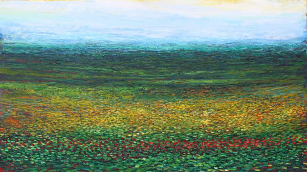 Patrick Grieve Golden Field, Valley Field Road, Macquarie River II, 2014 oil on linen 112 x 198cm