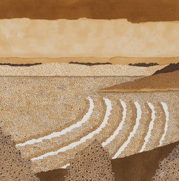 Tim Burns Looking west across the bay, 2014 mixed media on paper, framed 42 x 42cm (paper size)