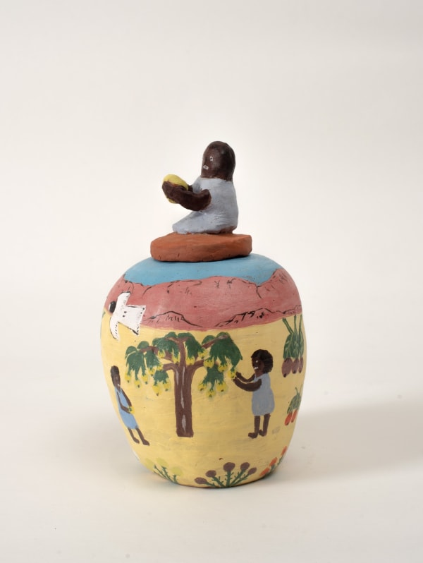 Dawn Ngala Wheeler Eating marna mapa (bush tucker), 2024 terracotta and underglazes 20 x 13 cm