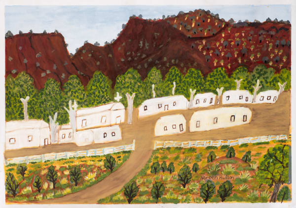Noreen Hudson Hermannsburg mission, NT, 2021 watercolour on paper 40 x 58cm