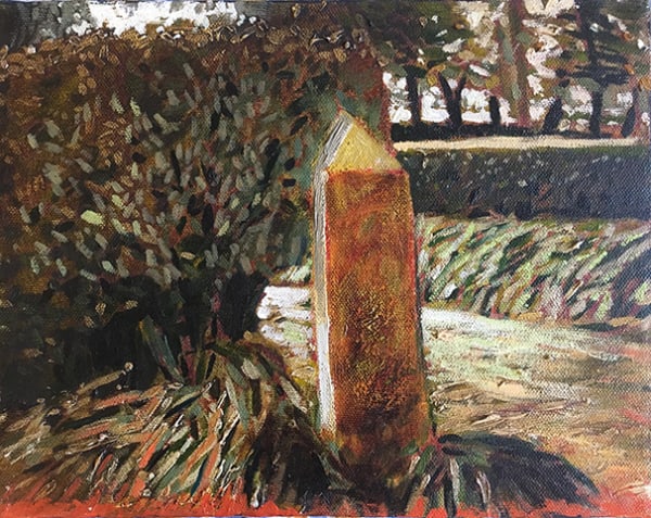 Raymond Arnold Memory; Clarendon - Nile Valley, 1990 oil on canvas, framed 23 x 28 cm
