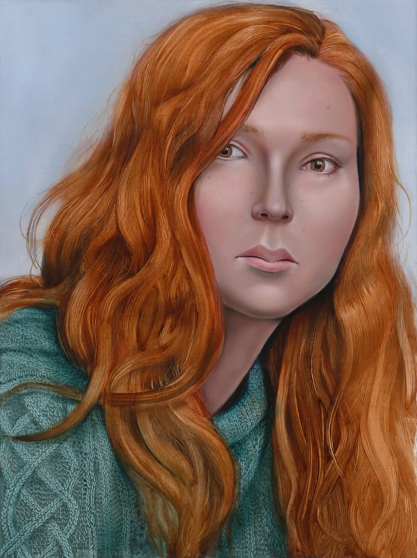 Annika Koops (Inter) Face Value - Redhead, 2012 oil on linen, framed 40 x 30cm (stretcher size)