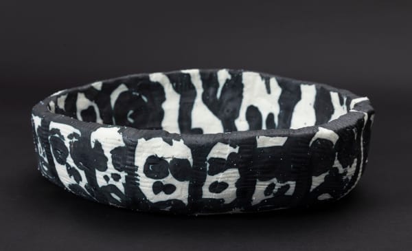 Locust Jones 3.8 billion years ago..., 2023 underglaze and cobalt oxide, on stoneware 37 x 37 x 11 cm