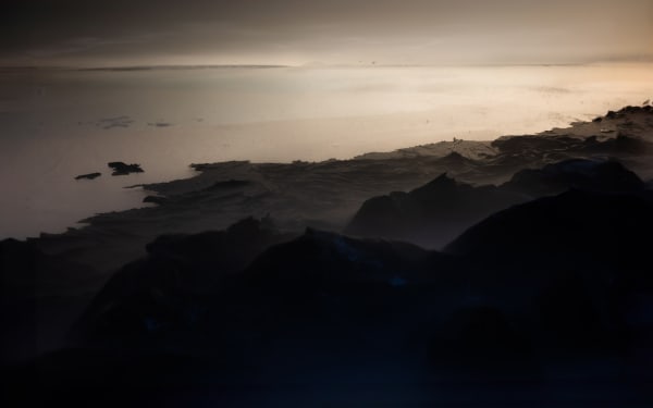 Rosie Hastie Ocean's edge reverie: mountains, mist, and sunset serenity, 2024 fine art inkjet print on Platine Fibre Rag paper 62.5 x 100 cm edition of 5 plus 2 artist's proofs
