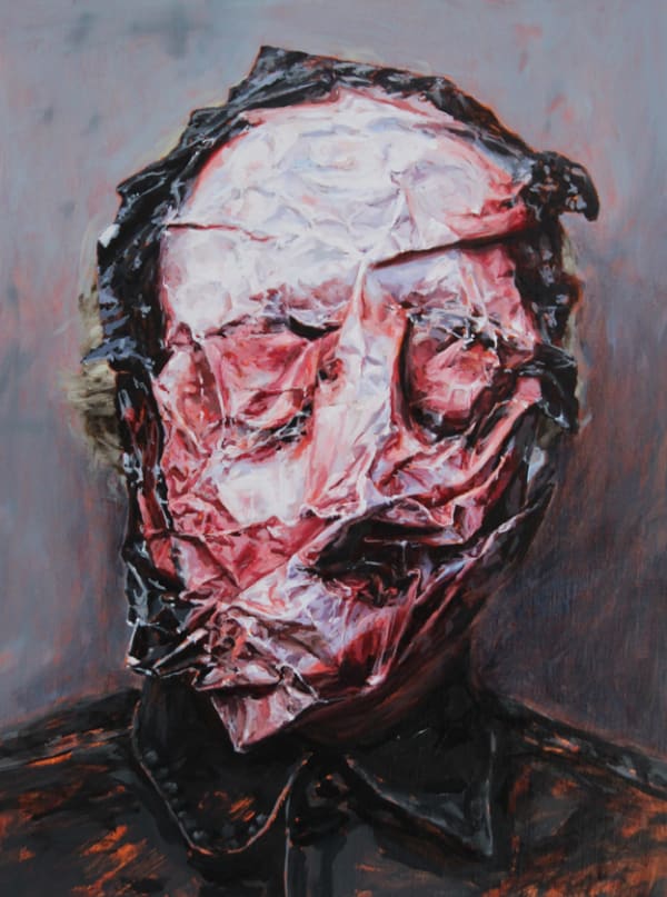 Amanda Davies Crushing, portrait of artist Rob O'Conner, 2019 oil on linen 40 x 30 cm