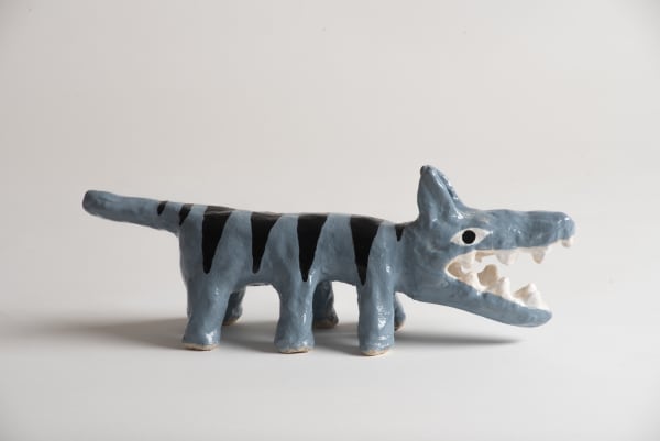 Tom O'Hern Sly Dog, 2025 ceramic & glaze 14 x 38 x 13 cm (overall size)