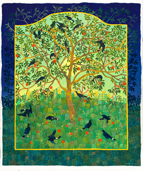 Nicola Gower Wallis Happy Hour, 2023 gouache on paper, framed 104.5 x 92 cm