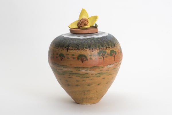 Rona Rubuntja Panangka Desert Flowers, 2017 terracotta and underglazes 32 x 20 cm