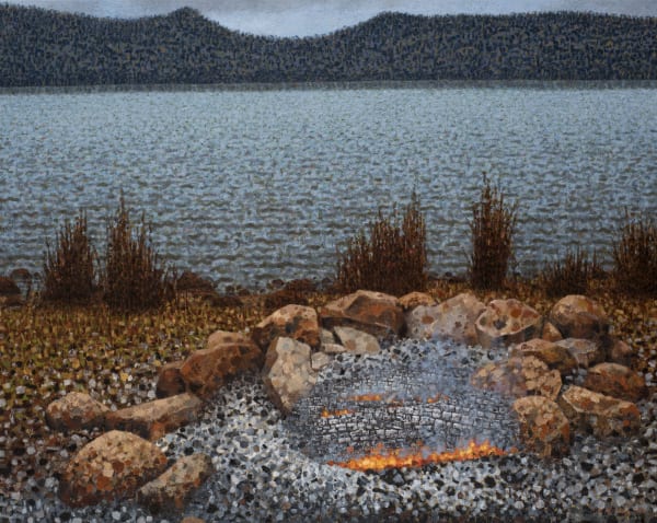 Richard Wastell Old Fires, Woods Lake, 2018 oil, acrylic, oil stick and pumice on linen 122 x 152cm