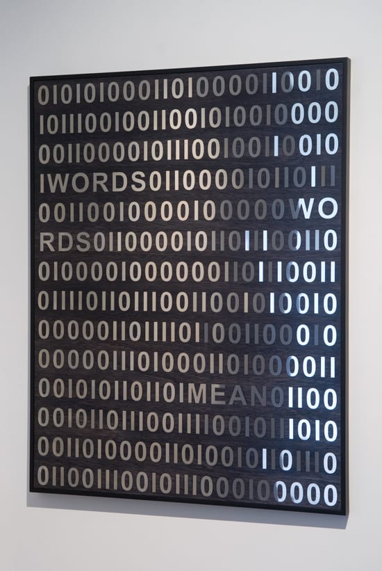 Brigita Ozolins There are words and words, 2015-2016 stained and varnished marine ply, stainless steel, framed 105 x 82cm