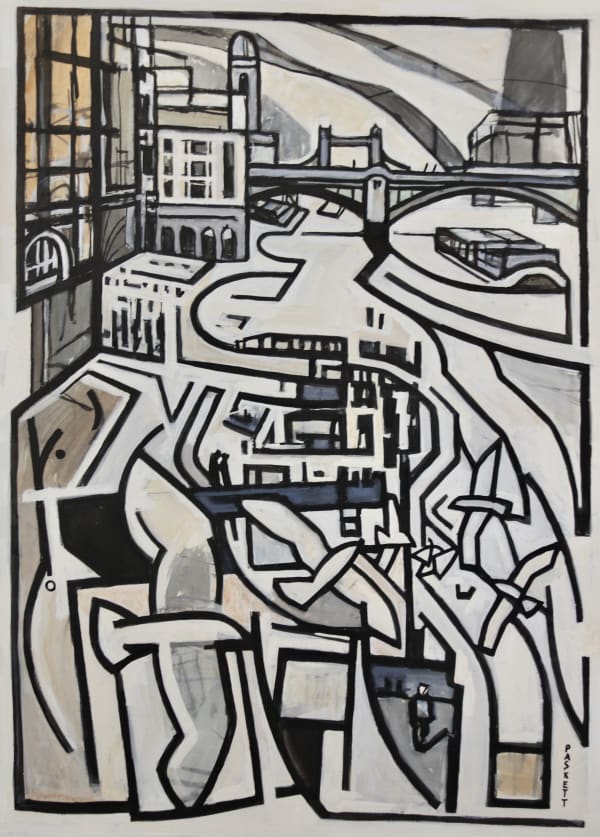 David Paskett PPRWS Hon. RE, Towards Tower Bridge, Black and White