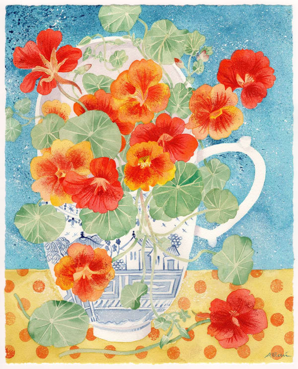 Angie Lewin RWS RE, Late Summer Nasturtiums