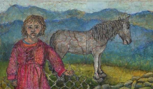 Sula Rubens RWS, Kin Study - Young Girl with Horse in a Mountain Landscape