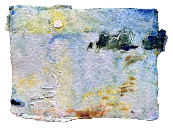 Frances Hatch RWS, Citrus White Sunrise. Old Harry Rocks from Middle Beach, Studland, Dorset.