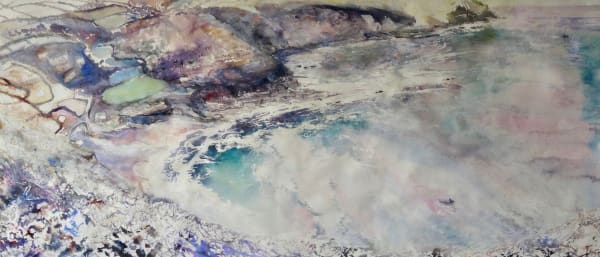 Sophie Knight RWS, Fisherman and Sailing Boats in the Bay, Crackington Haven, Cornwall